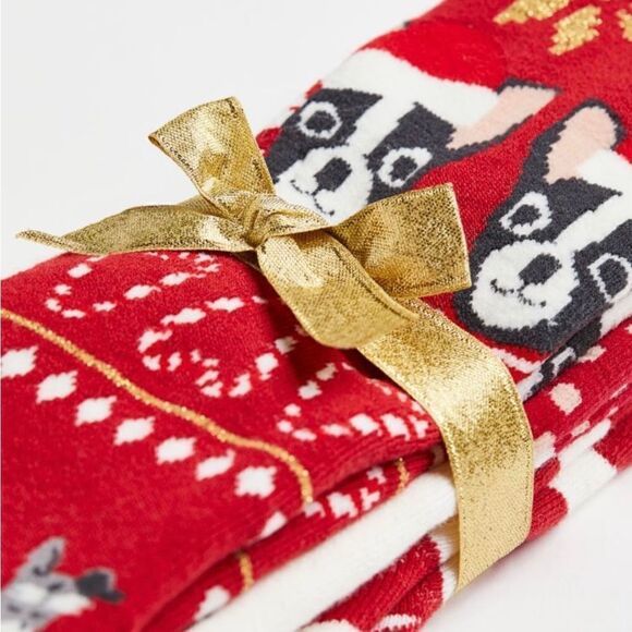 H&M 3-pack Terry Socks Red/dogs - Picture 2 of 6